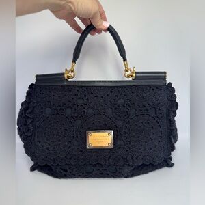 Authentic Dolce & Gabbana Miss Sicily Crochet Top Handle Bag